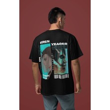 Sevbano Eren Yeager Attack On Titan Sırt Baskılı Unisex Oversize Anime Karakter Tişört
