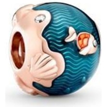 Mimozaavm Pandora Bileklikleri Için Işıltılı Okyanus Dalgaları Ve Balık Gümüş Kaplama Charm