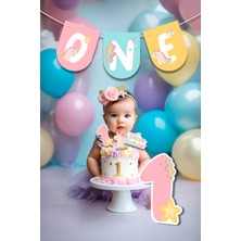 Niksy Design unicorn Temalı One Mini Parti Süsü Seti 1 Yaş Doğum Günü Konsepti