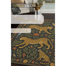 Nova Deco Vintage Serisi Egzotik Hayvan Motifli Dijital Baskılı Kaymaz Taban Dekoratif Halı