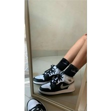 Multi Çorap Multiçorap 6 Çift Orta Siluet Tik Desenli Esnek Kolej Çorabı Erkek Kadın 3 Siyah 3 Beyaz Tenis Çorabı 6'lı