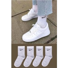 Multi Çorap Multiçorap 5 Çift Uzun Konç Tik Desenli Esnek Erkek Kadın Beyaz Tenis Çorabı