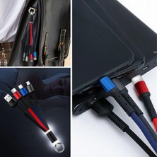Shopwave Işıklı Anahtarlık Model 3 In 1 USB Çıkışlı Mikro,type-C ve Iphone Uyumlu Şarj Kablosu (5047)