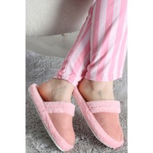 Peluş Kadın Ev Terliği Rahat Uzun Ömürlü - Pudra