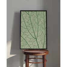 Rosa Art Tablo | Ahşap Çerçeveli Tablo | Çerçeveli Poster | Soyut Yeşil Yaprak Tablosu, Çiçek Temalı Tablo