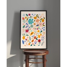 Rosa Art Tablo | Ahşap Çerçeveli Tablo | Çerçeveli Poster | Soyut, Modern, Bitki ve Çiçek Temalı Tablo