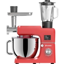 1511BML LED Ekranlı Kıyma Çekme Aparatlı Stand Mikser Mutfak Şefi (Kırmızı)