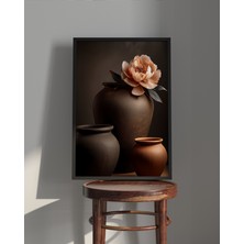 Rosa Art Tablo | Ahşap Çerçeveli Tablo | Çerçeveli Poster |soyut , Minimalist, Saksılar ve Çiçek Temalı Tablo