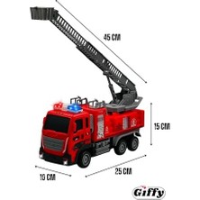 Oyuncak Uzaktan Kumandalı Itfaiye Şarjlı Işıklı Full Fonksiyon Merdivenli Su Hortumlu Vinçli Model (Kırmızı Merdivenli)