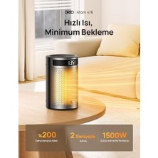 Dreo Atom 416 Seramik Isıtıcı – 1500W, 2sn Hızlı Isıtma, 1-12 Saat Zamanlama, 34DB Fısıltı Sessizliği, 5-35 °c Ayarlanabilir Sıcaklık