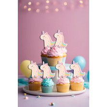 Niksy Design Unicorn Temalı 12 Adet Cupcake Süsü