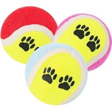 Sinerjim 3lü Renkli Desenli Tenis Topu Kedi Köpek Oyuncağı