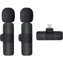 Üreticiniz K9 Kablosuz Yaka Mikrofonu Lightning 2’li Mini Mikrofon Youtube Tik Tok 2 Adet