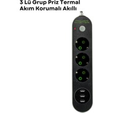 DecoTech 3 USB Portlu Üçlü Priz CXE103 (55476)