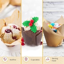 Kek Kapları, 150 Adet Yağ Geçirmez Kıvrılmayan ve Yanmayan Kek Kalıpları, Muffin ve Cupcake Kapları, Düğün, Doğum Günü ve Partiler Için Ideal (Kahverengi, Doğal Renk, Beyaz)