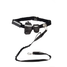 Ozlstor Beeztees Köpek Yürüyüş ve Koşu Şok Emicili Gezdirme Kayışı ve Bel Kemeri, Siyah, 100-130CM, 25MM