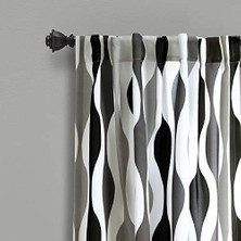 Lush Mid Geo Işık Filtreleme Pencere Perdesi Panel Çifti, 274 cm Uzunluk x 132 cm Genişlik, Siyah ve Gri