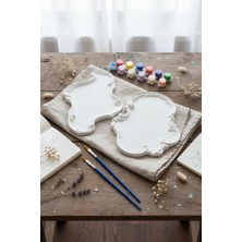 Çiçekli Atölye Kıvrımlı Tabak, Rokoko Tarzı, Dekoratif Tabak,yüzük Takı Tabağı Boyama Seti,kendi Tabağını Oluştur