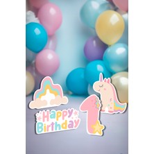 Niksy Design Unicorn Temalı Yaş Seçenekli Masa Süsü Ayaklı Pano Seti