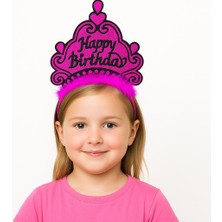 DecoTech Fuşya Happy Birthday Doğum Günü Prenses Tacı (55476)