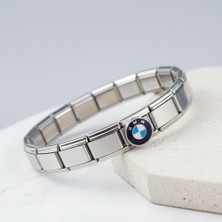 Erkek Kadın Çelik Bileklik - Bmw Logolu Italyan Charm Nomi Bileklik