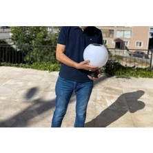 2 Adet Küre Set Üstü Solar LED Bahçe Lambası 20W | Güneş Enerjili + 220V Elektrikli Hibrit, Fotoselli, IP65 Su Geçirmez, E27 Duy, 2 Modlu Işık (Beyaz-Günışığı, 25X30 Cm)