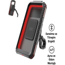 Azurtech Su Geçirmez Motosiklet Ayna Gidon/direksiyon Montajlı Telefon Tutucu Titreşim Önleyici - Pro