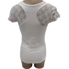 Teknur Kadın Dantel Detaylı Pamuklu Atlet – Beyaz