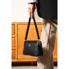 Asel Çanta,çok Gözlü Baget Çanta , siyah kadın Omuz ve Çapraz Çantası