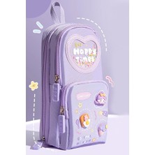 Mavigök Mor Kalem Çanta, 3 Bölmeli, 6 Hücreli, Şık ve Kullanışlı Okul Çantası