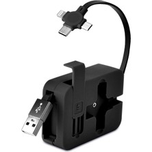 Sinerjim Cep Tipi Telefon Tutuculu Makaralı Uzayıp Kısalabilen 3'ü 1 Arada USB Şarj Kablosu