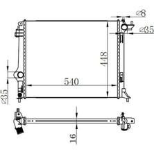 Oris Orıs BRN090016 - Motor Su Radyatörü Grand Scenıc Iv 15 Megane Iv 15 Scenıc Iv 15 1.2 Tce 1.3 Tce 1.5dci Brazing 540×448X16
