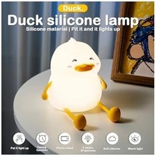 Çocuk Bebek Odası Canard Figür Gece Lambası LED Işıklı Sevimli Figürlü Dokunmatik Silikon Şarjlı