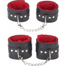 Dodes Dodes Içi Kırmızı Tüylü Kol Bacak Kelepce Set