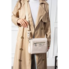 Asel Çanta,klasik Çapraz Fitil Detaylı , krem kadın Çapraz Çantası