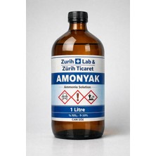 Zürih Ticaret Amonyak 1 Litre Cam Şişe  - Saflık: % 25 - Cas No: 1336-21-6
