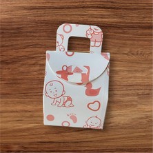 Hediyelik Çanta Bebek Emzik Desenli Kutu Şeker Kutusu Kına Kutusu Lokum Kutusu 25 Adet