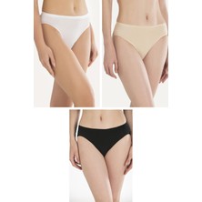 Dodes Dodes Pamuklu Siyah Beyaz Ten Rengi 3'lü Külot