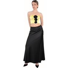 Ayshan Crop Etek Çiçekli Sarı