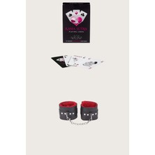 Dodes Dodes Sexy Görselli Oyun Kartı Kama Sutra Siyah Kırmızı Kelepçe Set