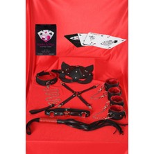 Dodes Dodes Sexy Görselli Oyun Kartı Kama Sutra 7'li Kırmızı Siyah Harness Set