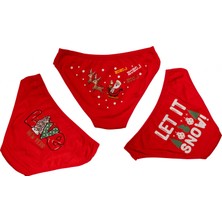 Dodes Dodes Kırmızı Yılbaşı Desenli 3'lü Pamuklu Külot Takımı