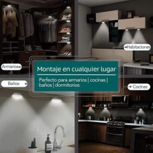 LED Işık, Yapışkan, Kablosuz Aydınlatma Için, 3 Led, Pille Çalışan, Kablosuz, Iç Mekan, Dolaplar, Mutfak, Yatak Odası, Prizsiz Banyo Için
