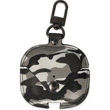 Airpods 3 (3.nesil) Çanta Kamuflaj Deri Kılıf - Gri