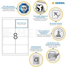 Herma Gönderim Etiketleri, 25 Yaprak, 99,1 x 67,7 Mm, A4 Sayfa Başına 8 Adet, 200 Çıkartma, Kendinden Yapışkanlı, Yazdırılabilir, Mat, Kağıt Boş Adres Etiketi, Beyaz