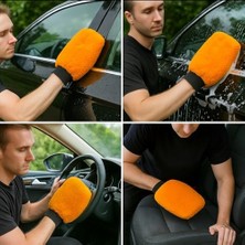 Mikrofiber Oto Araba Yıkama Kurulama Havlusu, El Içi Tutma Orta Boy Çift Katlı Araç Kurutma ve Torpido Silme Bezi (Turuncu)