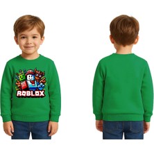 Sedirli Unisex Roblox Baskılı Çocuk Swaetshirt 3 Iplik Şardonlu