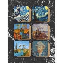 Temalı Ahşap Bardak Altlığı Ahşap Baskılı Altlık 6'lı Set (9 X9CM) KARBONNM14
