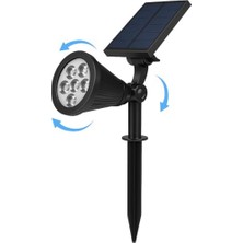 7W Yeşil Işıklı Solar LED Bahçe Armatürü – Güneş Enerjili Kazıklı & Duvar Montajlı Çim Aydınlatma Lambası – 7 Led, IP65, 90 Lümen, 140X270X95 mm