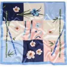 TrendyChic Mavi Floral Desenli Kadın Şal Fular Aksesuar